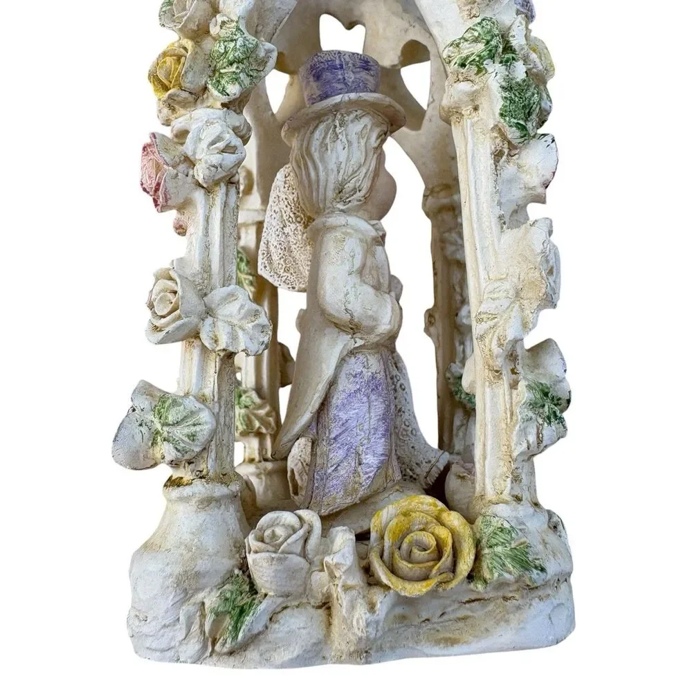 Wedding Cake Topper Bride & Groom 6”Roses Doves Hearts White Pink Purple Green